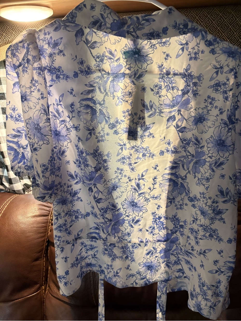 Blue Floral Print Women’s Blouse
